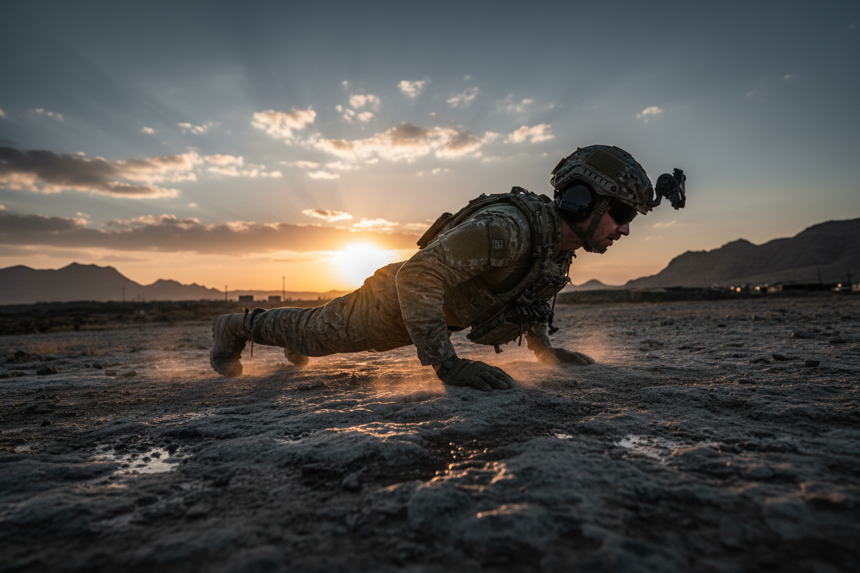 soldier doing push ups