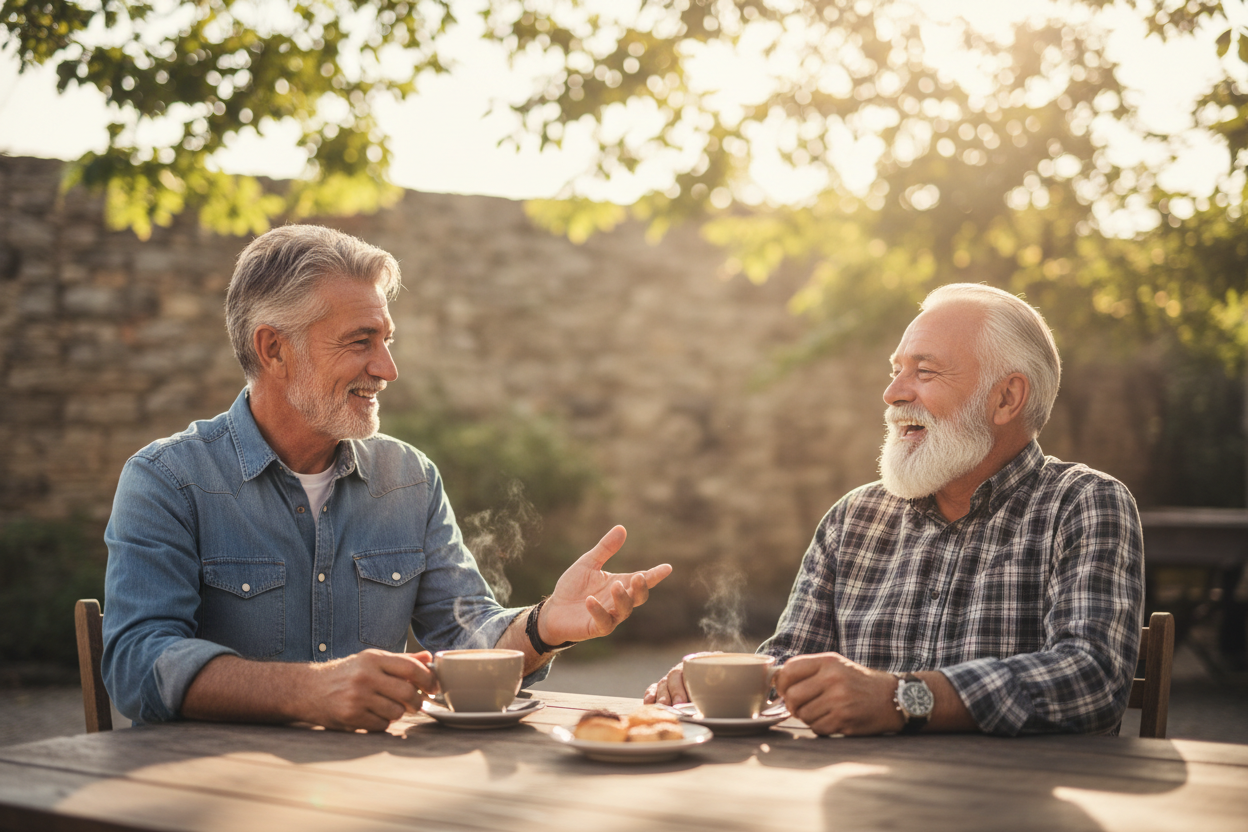 2 older men chatting