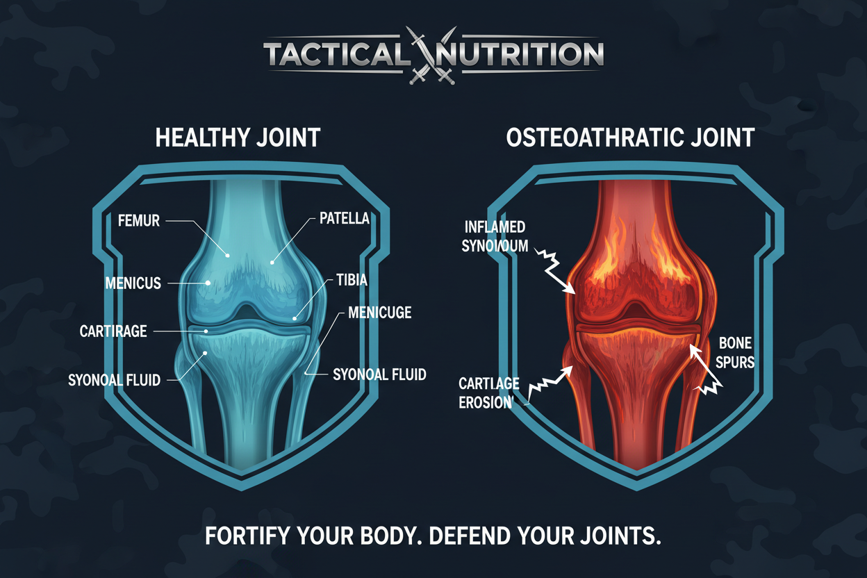 knee joints comparing a healthy joint and a osteoarthritis