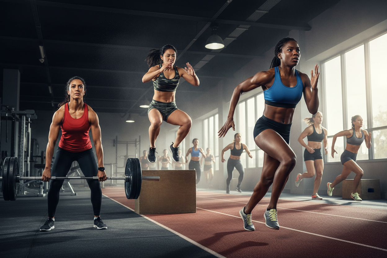 female athletes in a gym