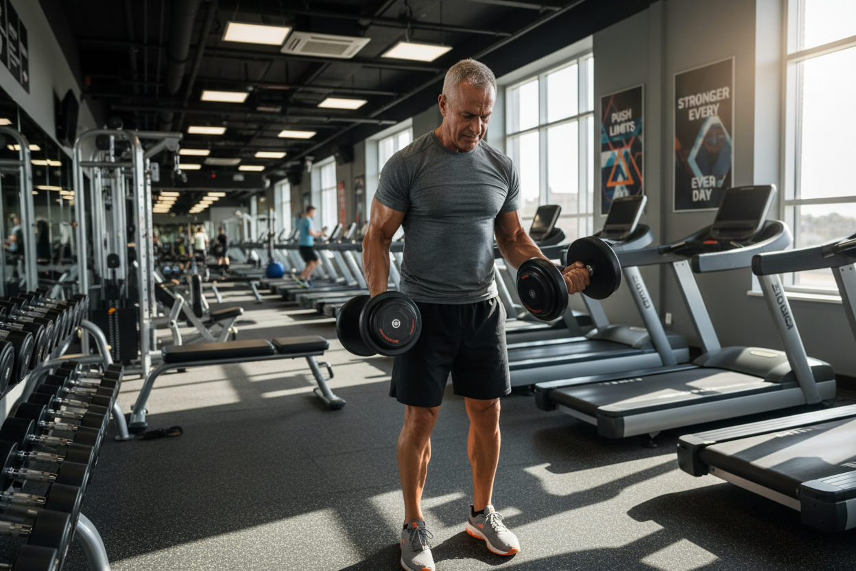 older man in the gym