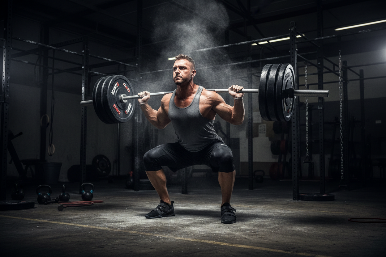 man doing squats