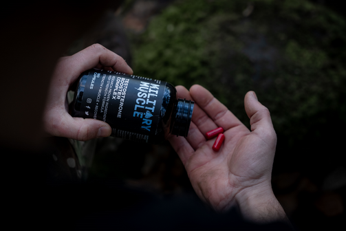 military muscle testosterone booster with 2 red pills
